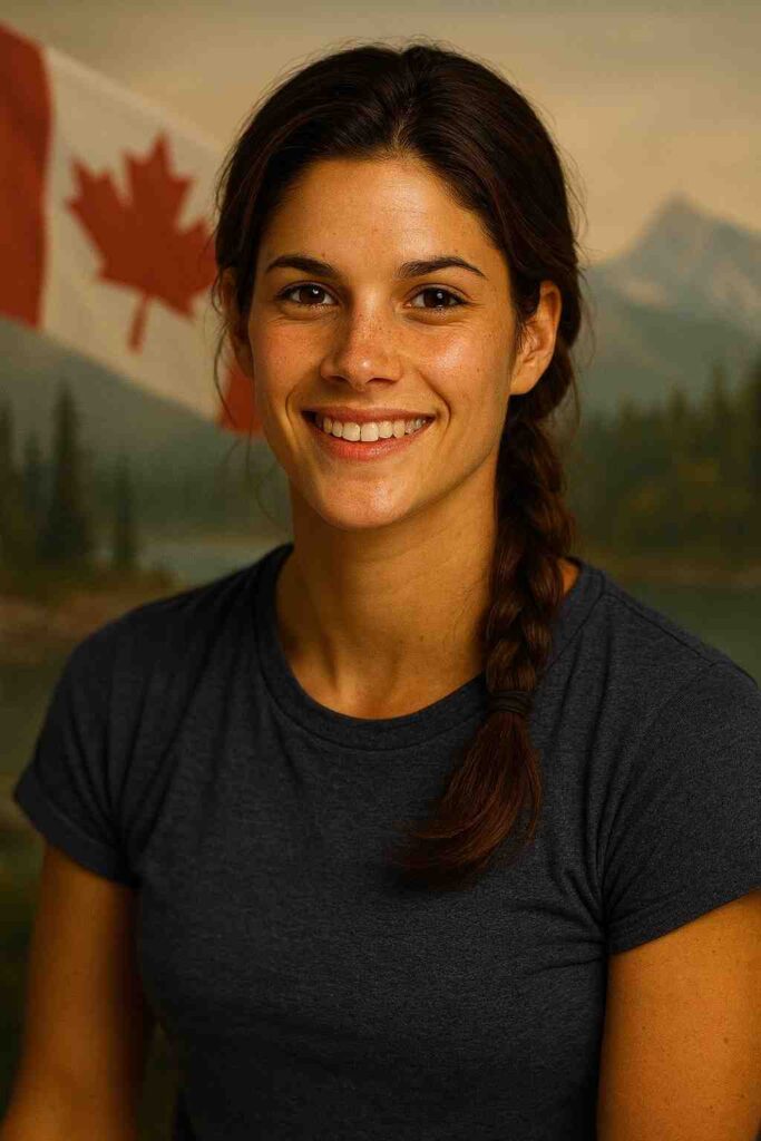 Missy Peregrym in a natural portrait representing her early life and athletic background.